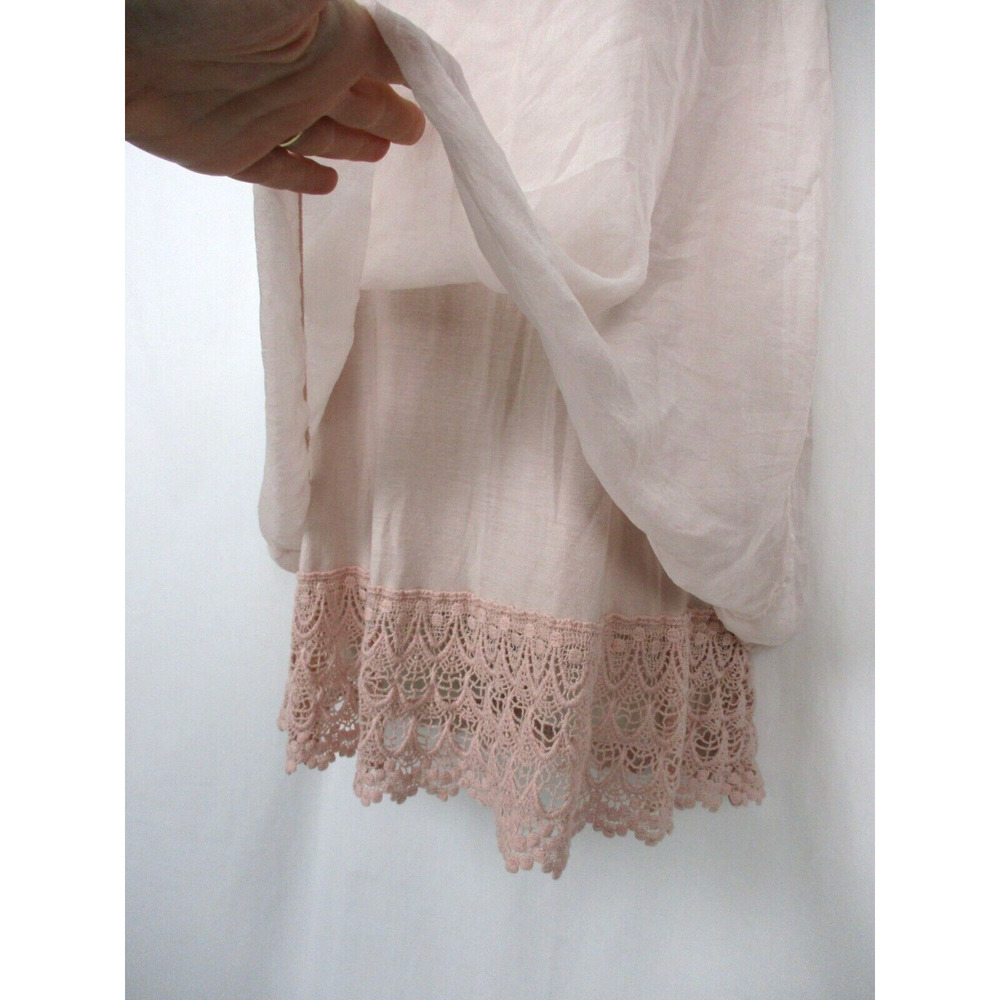 Elena Baldi Silk Top Women Small Crochet Lace Lagenlook Coquette Romantic Pastel - Picture 3 of 16
